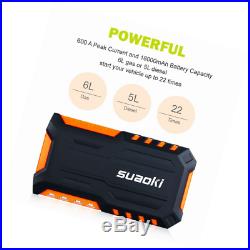 Multi de lampe de poche LED Chargeur de batterie externe 80 PSI pompe mini compresseur dair Suaoki G7 Plus de 18000mAh Jump-Starter Pack-Booster-600A