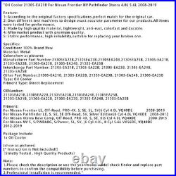 21305-EA21B Oil CoolerPour Nissan Frontier NV Pathfinder Xterra 4.0L 5.6L 08-19
