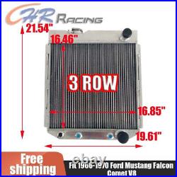 3ROW Aluminium Radiateur Pour 1964-1966 Ford Mustang Falcon V8 289 302 WINDSOR