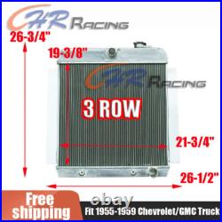 3 Row 52mm Aluminum Radiator For 1955-1959 Chevy Pick Up Truck V8 55 56 57 58 3 Row 52mm Aluminum Radiator For 1955-1959 Chevy Pick Up Truck V8 55 56 57 58