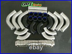 FOR 3 76mm Aluminum Universal 8pcs Intercooler Turbo Piping black hose T-Clamp