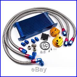 Universal Aluminium Alloy 10 Row An10 Blue Engine Oil Cooler & Relocation Kit